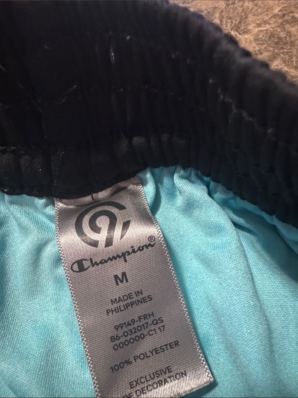 Champion Black Mesh Athletic Shorts with Teal Accent - Picture 2 of 3